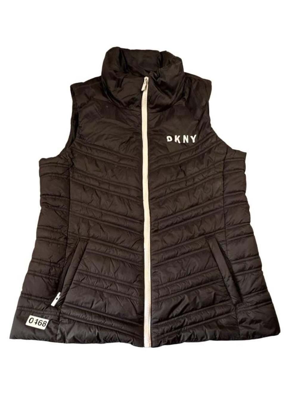 DKNY Sport Black Harper Quilted Full-Zip Vest Medium